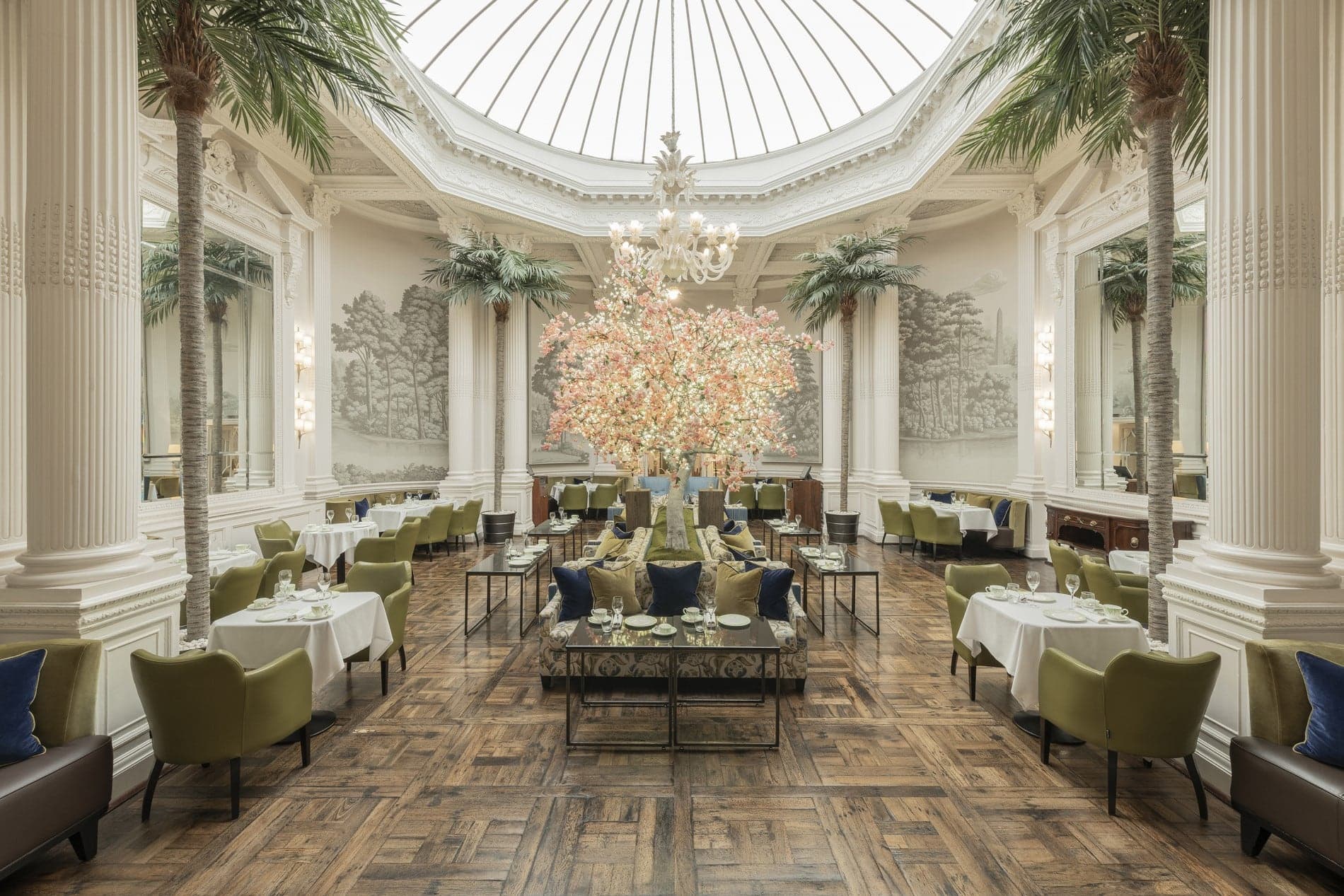 Palm Court afternoon tea under the glass dome and chandelier at The Balmoral
